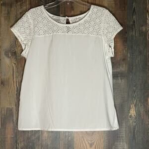 Van Huesen Women's Lace Knit Top Short Sleeve Blouse Size Large